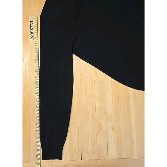 Lad By Demylee 100% Wool Sweater Mens Size Small Leather Elbow Patches Black - Picture 6 of 9